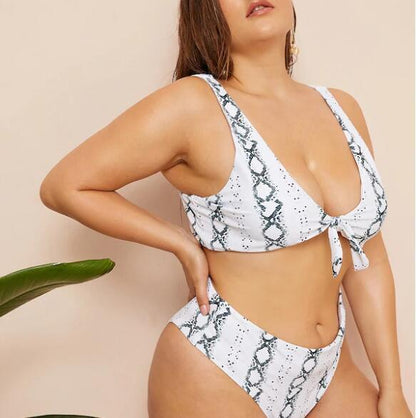 Sexy plus size knotted high waist ladies swimwear