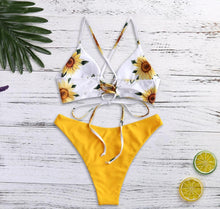 Daisy Print Lace Bikini Swimsuit