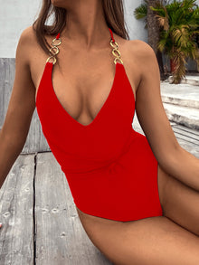 Female Solid Color One-Piece Swimsuit Sexy Bikini Bikini