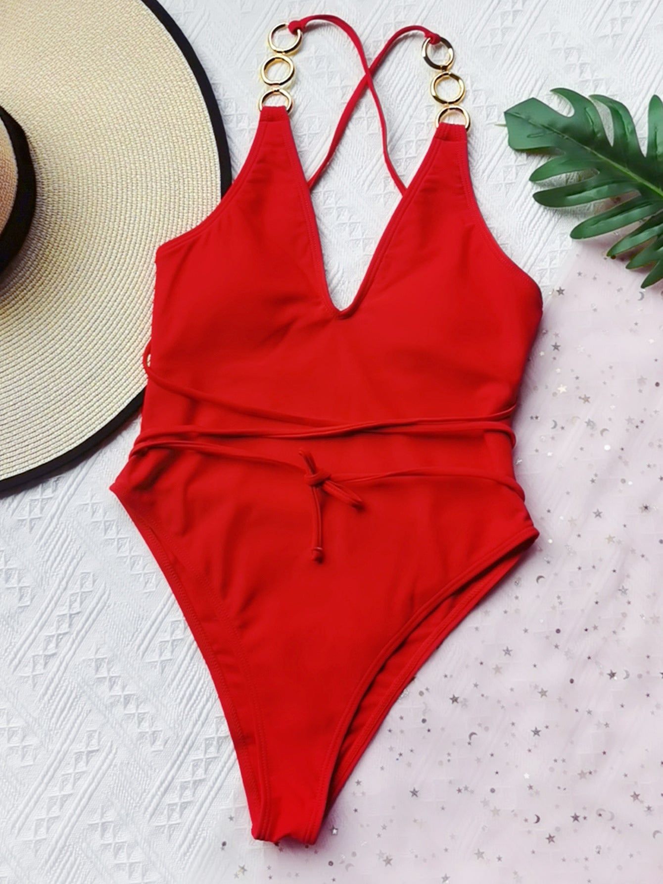 Female Solid Color One-Piece Swimsuit Sexy Bikini Bikini