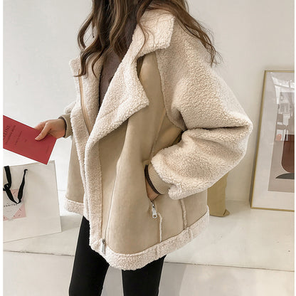 Suede Jacket Women Short Lamb Velvet Jacket