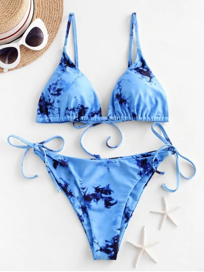 Sexy Halter Tie Dye Bikini Set