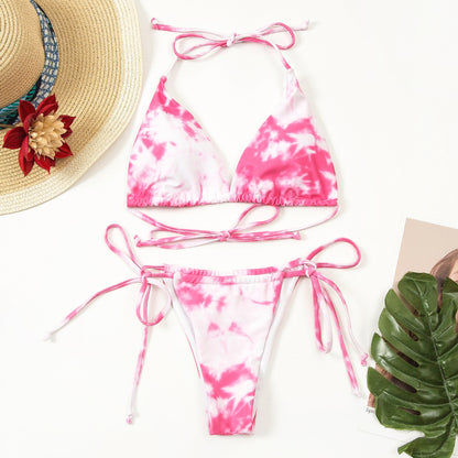 Printed bikini ladies split swimsuit