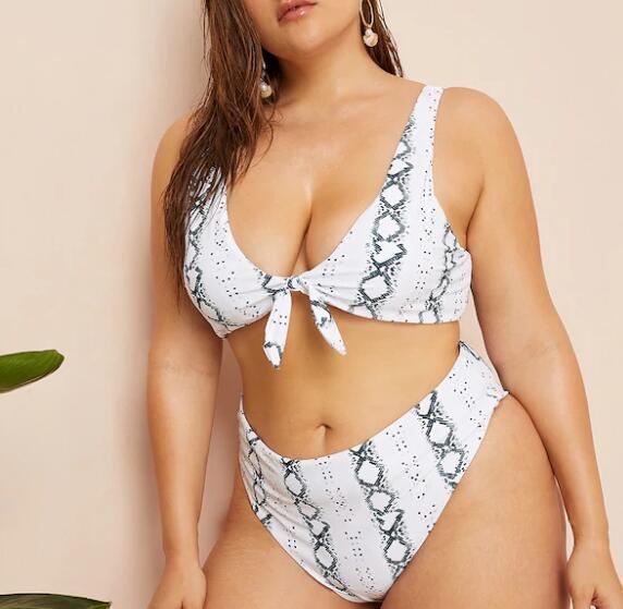 Sexy plus size knotted high waist ladies swimwear