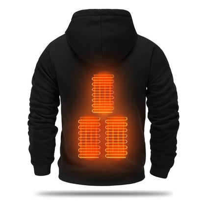 Men's USB Heating Brushed Hoody Warm