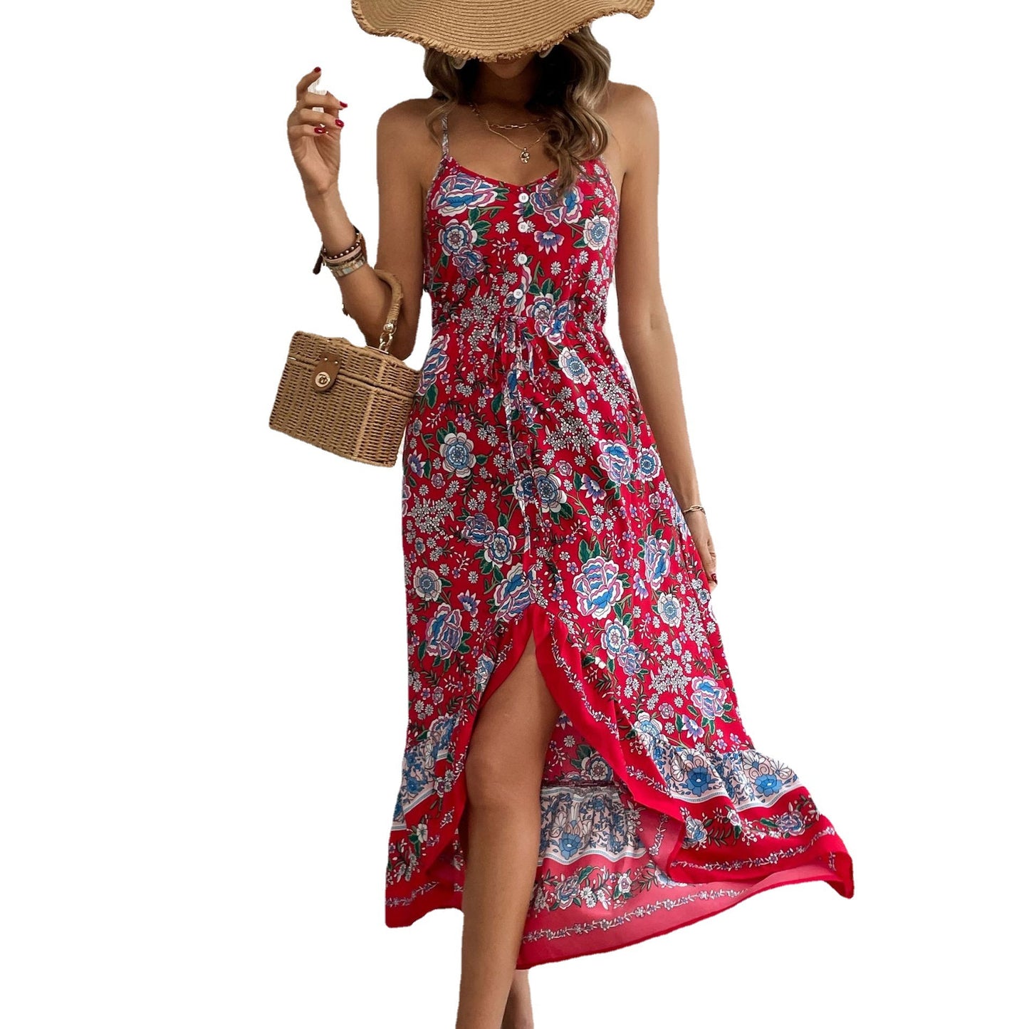 Printed Dress Sling Dress Women