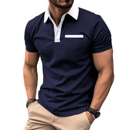 Men's Lapel Fashion Slim Pocket Short-sleeved T-shirt Polo Shirt