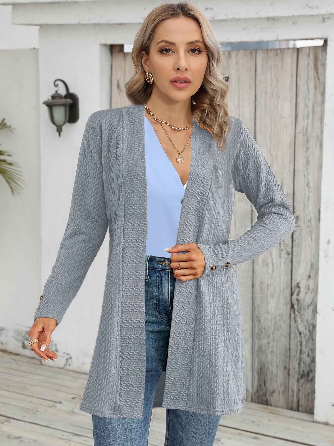 Women's Button Down Long Sleeve Loose Cardigan Top