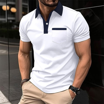 Men's Lapel Fashion Slim Pocket Short-sleeved T-shirt Polo Shirt