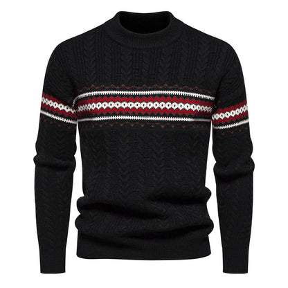 Men's Round Neck Pullover Print Casual Sweater