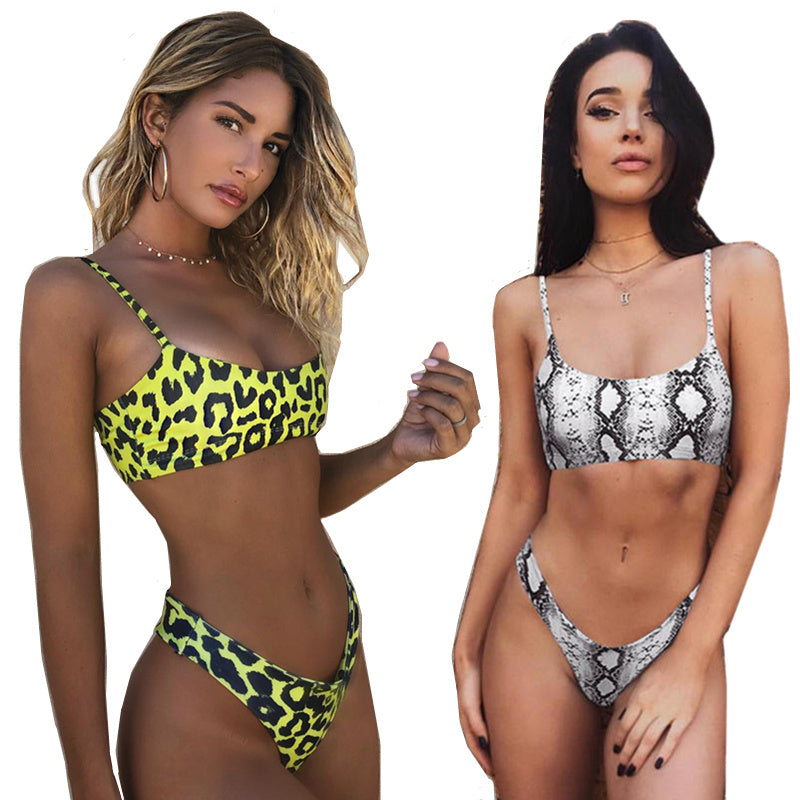 Leopard print bikini swimsuit