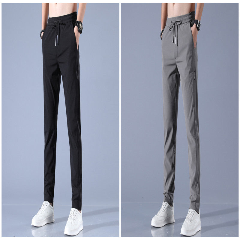 Ice Silk Pants Men'S Summer Thin Casual Pants Loose Straight Breathable