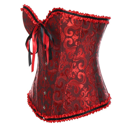 Sexy Corsets and bustiers Steampunk Corset Top Waist Tummy Gothic Clothing Corselet Brocade Zip Patchwork S-2XL