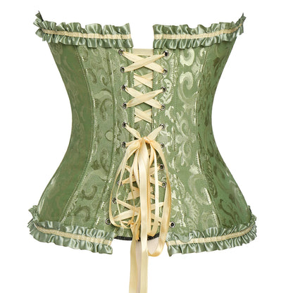 Sexy Corsets and bustiers Steampunk Corset Top Waist Tummy Gothic Clothing Corselet Brocade Zip Patchwork S-2XL