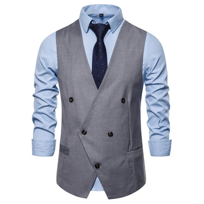 Plaid Waist Coat For Men Fashions Formal Double-breasted Business Wedding Prom  Coletes Masculino Mens Vest Fashion Suit