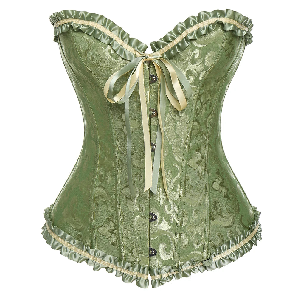 Sexy Corsets and bustiers Steampunk Corset Top Waist Tummy Gothic Clothing Corselet Brocade Zip Patchwork S-2XL