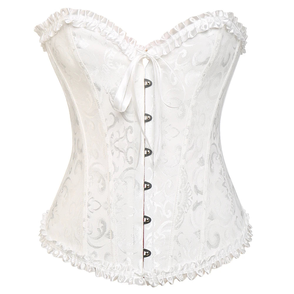 Sexy Corsets and bustiers Steampunk Corset Top Waist Tummy Gothic Clothing Corselet Brocade Zip Patchwork S-2XL