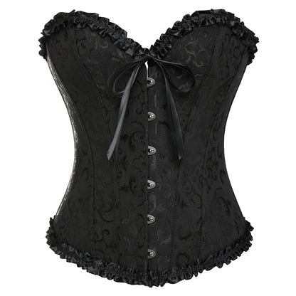 Sexy Corsets and bustiers Steampunk Corset Top Waist Tummy Gothic Clothing Corselet Brocade Zip Patchwork S-2XL