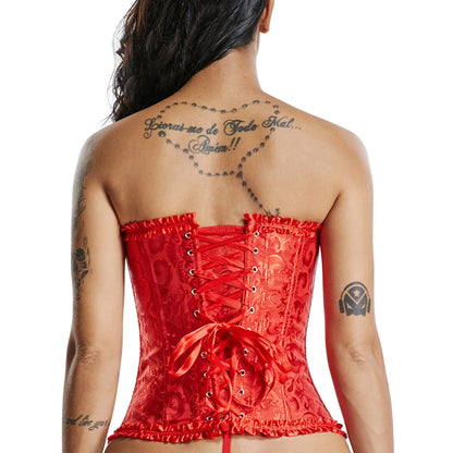 Sexy Corsets and bustiers Steampunk Corset Top Waist Tummy Gothic Clothing Corselet Brocade Zip Patchwork S-2XL