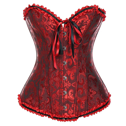 Sexy Corsets and bustiers Steampunk Corset Top Waist Tummy Gothic Clothing Corselet Brocade Zip Patchwork S-2XL