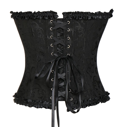 Sexy Corsets and bustiers Steampunk Corset Top Waist Tummy Gothic Clothing Corselet Brocade Zip Patchwork S-2XL