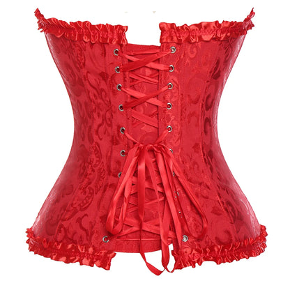 Sexy Corsets and bustiers Steampunk Corset Top Waist Tummy Gothic Clothing Corselet Brocade Zip Patchwork S-2XL