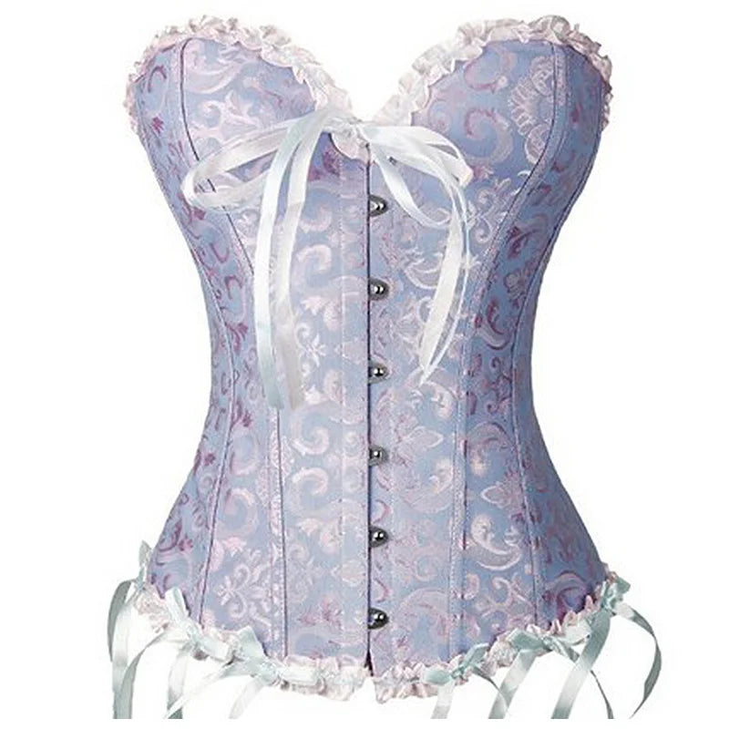 Sexy Corsets and bustiers Steampunk Corset Top Waist Tummy Gothic Clothing Corselet Brocade Zip Patchwork S-2XL