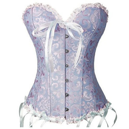 Sexy Corsets and bustiers Steampunk Corset Top Waist Tummy Gothic Clothing Corselet Brocade Zip Patchwork S-2XL