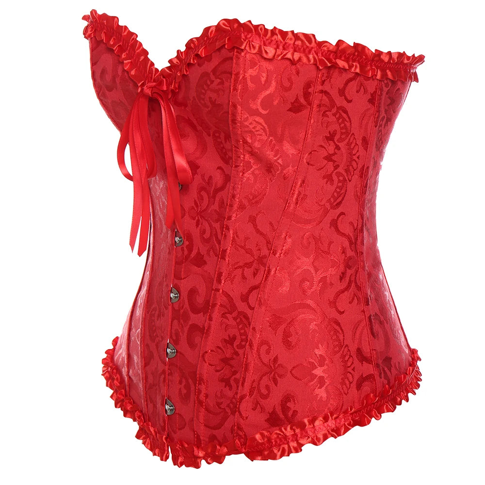 Sexy Corsets and bustiers Steampunk Corset Top Waist Tummy Gothic Clothing Corselet Brocade Zip Patchwork S-2XL