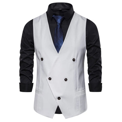 Plaid Waist Coat For Men Fashions Formal Double-breasted Business Wedding Prom  Coletes Masculino Mens Vest Fashion Suit