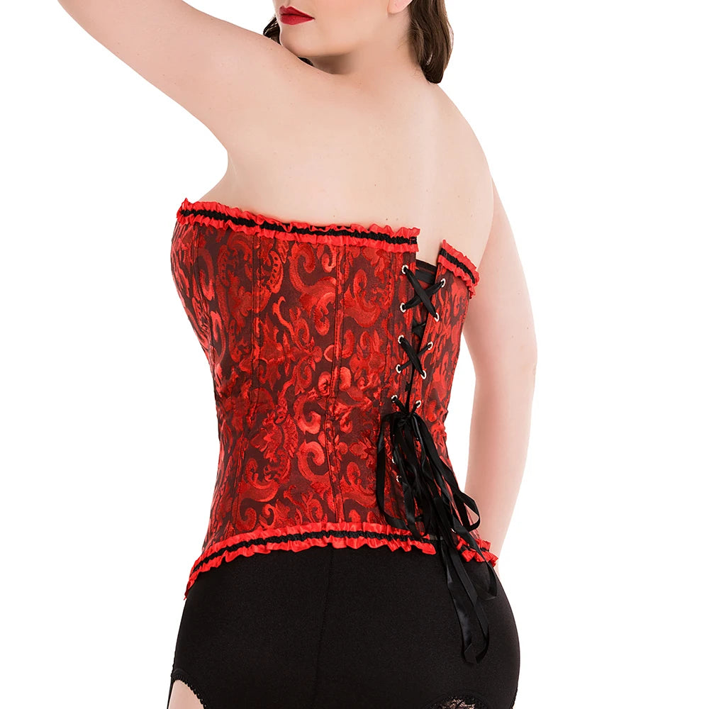 Sexy Corsets and bustiers Steampunk Corset Top Waist Tummy Gothic Clothing Corselet Brocade Zip Patchwork S-2XL