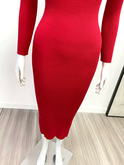 Sexy Pure Color Slim Party Dress Knitting Tube Top Elastic Mid Length Long Length Dress