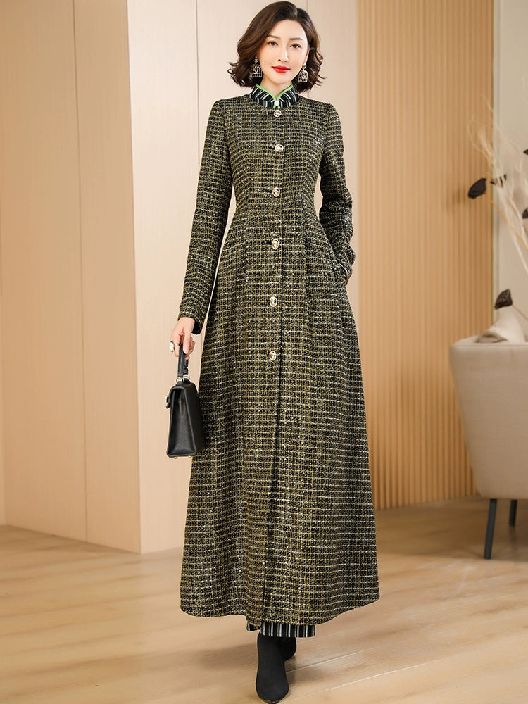 Accessible Luxury Long Slim-Fit Wool Thickened Trench Coat Outwear