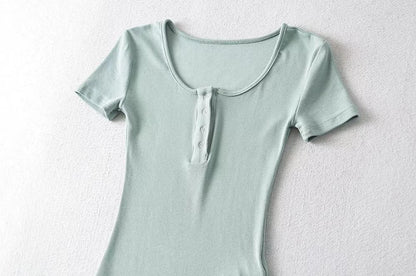 T-shirt round Neck Short Sleeve Fashion Style Stretch Bodysuit