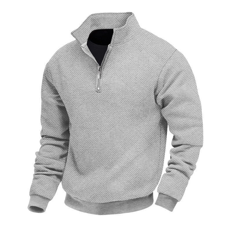 Men's Long Sleeve Lapel Zipper Loose-fitting Casual Pullover