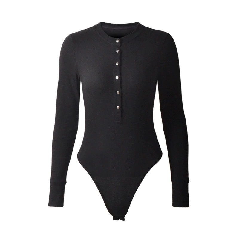 European and American Ins Tight Breasted Long Sleeve Base Bodysuit