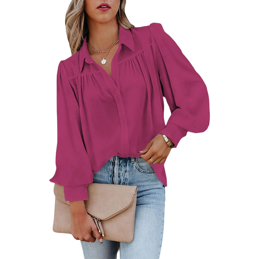 Fashion Pure Color Thin Pullover Shirt Women's 2024 Summer New Arrival Women's Loose Easiest for Match Long Sleeves Spring & Fall Shirt