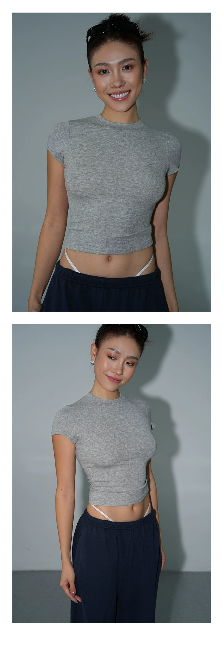 Three-Color Slim Shoulder T-shirt Fashion Tops