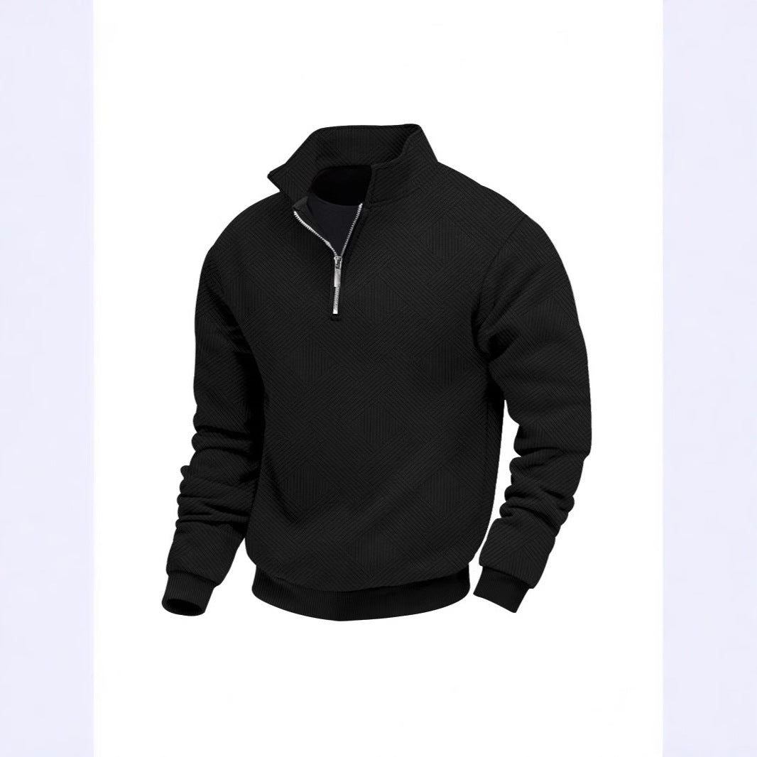 Men's Long Sleeve Lapel Zipper Loose-fitting Casual Pullover