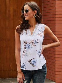 Women's Fashion Loose Ruffled V-neck Sleeveless Blouse