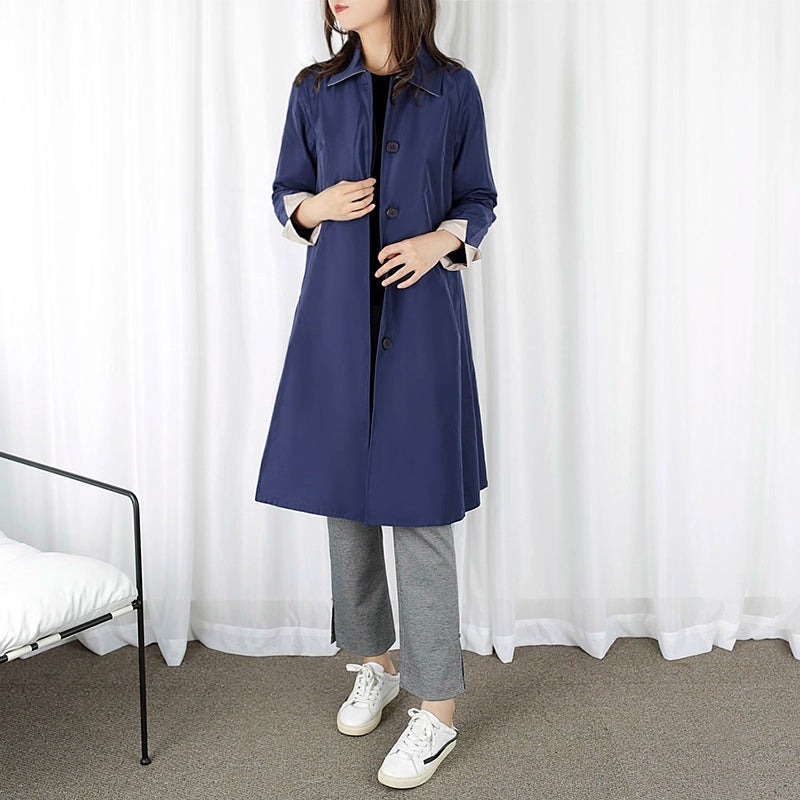 Women's Mid Length Long Length Trench Coat Outwear