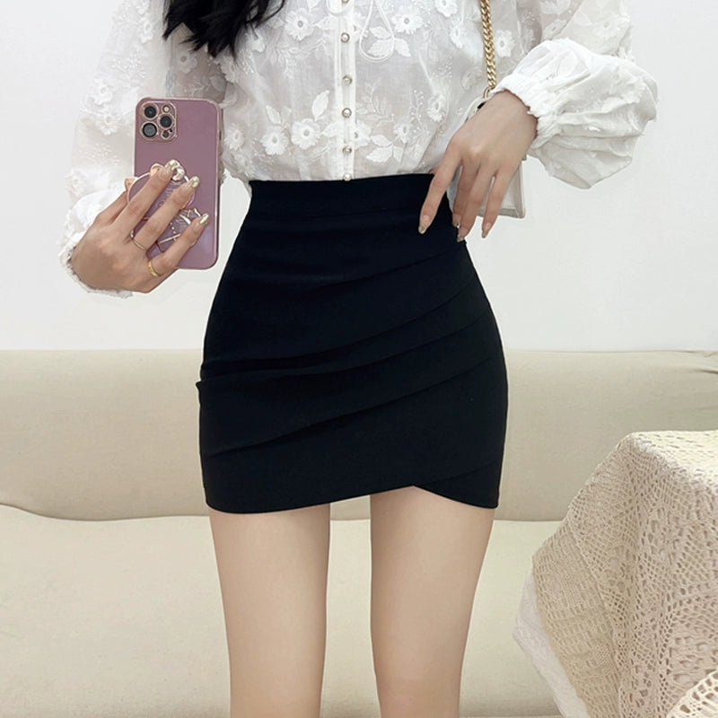 Short Spring & Fall Professional Tight Ruched Versatile Hip Skirt