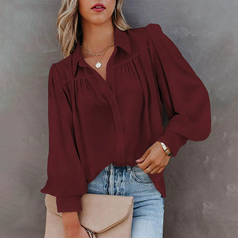 Fashion Pure Color Thin Pullover Shirt Women's 2024 Summer New Arrival Women's Loose Easiest for Match Long Sleeves Spring & Fall Shirt