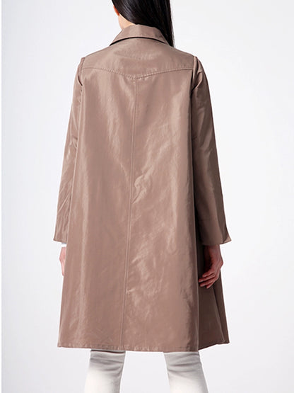 Women's Mid Length Long Length Trench Coat Outwear