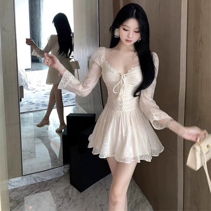 Exquisite Sexy V-neck Dress Super Hot Elegant Lace