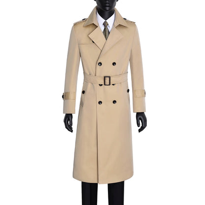 Men's Long Type Trench Coat over the Knee Autumn and Winter New Arrival K-style Men Outwear Fashion Trendy Trench Long Coat Overcoat