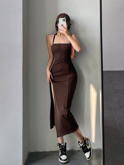 Pure Desire Sexy Backless Slim Fit Tube Top Dress Halterneck