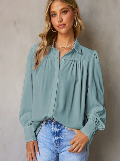 Fashion Pure Color Thin Pullover Shirt Women's 2024 Summer New Arrival Women's Loose Easiest for Match Long Sleeves Spring & Fall Shirt