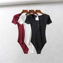 New Sexy Thread Button round Neck Short Sleeve Bodysuit