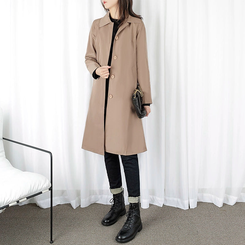 Women's Mid Length Long Length Trench Coat Outwear